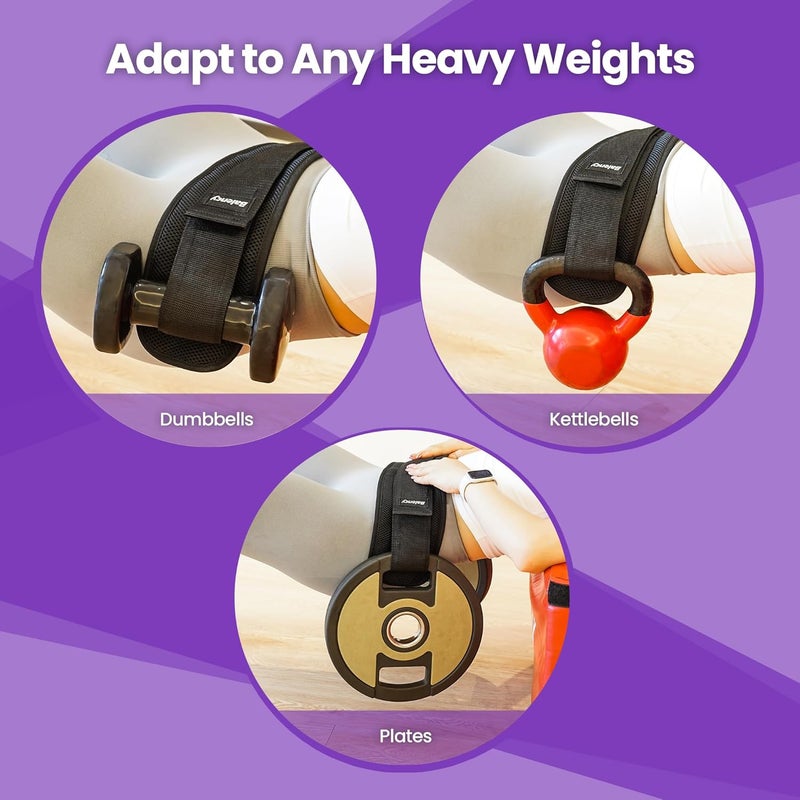 Balency Hip Thrust Belt, Hip Thrust Belt for Dumbbells Heavy, Booty Belt for Hip Thrust, Slip-Resistant Padding Hip Thrust Belt for Gym or Home Workouts, Hip Thrust Band for Dumbbell Kettlebell Plate - Image 3